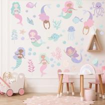 Decalques de parede HJKlove Under The Sea Mermaid Jellyfish Theme