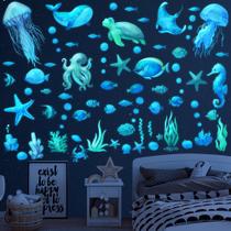 Decalques de parede impermeáveis Sinekong Ocean Fish Glow in Dark