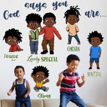 Decalques de parede inspiradores Yovkky Black Boys, arte de berçário