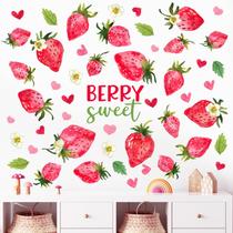 Decalques de parede Mfault Strawberry Heart Bedroom Decor 89x30 cm
