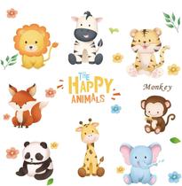 Decalques de parede Runtoo Animal Monkey Giraffe Elephant Kids