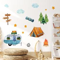 Decalques de parede Yovkky Camping Tent Camper Kids Room Decor