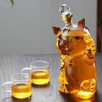 Decantador De Vidro Em Formato De Gato Grande 1000ml Com Rolha Suporte De Garrafa Para Festa