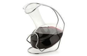 Decanter de Vinho 900ml com Suporte Cromado Decantador Forma Decanter de Vinho 900ml com Suporte Cromado Decantador Forma