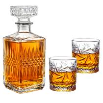 Decanter Garrafa Whisky Licor Vidro Luxo 2 Copo Relevo 280ml Decanter Garrafa Whisky Licor Vidro Luxo 2 Copo Relevo 280ml