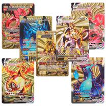 Deck com 55 Cartas de Pokémon Douradas Gigantamax sem Repetir Cards GX, Vmax