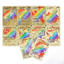 Deck de Cartas de Pokémon Cartinhas Rainbow de Prata e Ouro Impermeável com Alto-relevo Sem Repetição de Cards