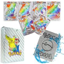 Deck de Cartas de Pokémon Cartinhas Rainbow de Prata e Ouro Impermeável com Alto-relevo Sem Repetição de Cards