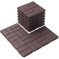 Deck Tiles Goovilla Plastic Interlocking, pacote com 9, marrom escuro Deck Tiles Goovilla Plastic Interlocking, pacote com 9, marrom escuro