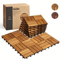 Deck Tiles THYOI Premium 10 peças de madeira de acácia impermeável Deck Tiles THYOI Premium 10 peças de madeira de acácia impermeável