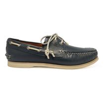 Deckshoes Samello American Masculino Couro Marinho Sapato Docksides Náutico