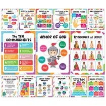 Decorably 15 Carteles Bíblicos para Aula Infantil 28x36 cm