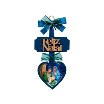 Decoração Adorno De Porta Coração Azul Feliz Natal Decoração Adorno De Porta Coração Azul Feliz Natal