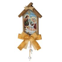 Decoração Adorno De Porta Madeira Sagrada Família Natal - Loja Mãe Aparecida