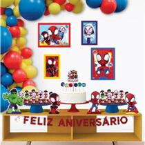 Decoração Aniversário Homem Aranha e Amigos Com 40 Enfeites