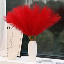 Decoração artificial de grama de pampas Wertuirk 60 unidades vermelhas de 60 cm de altura Decoração artificial de grama de pampas Wertuirk 60 unidades vermelhas de 60 cm de altura