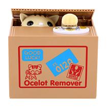 Decoração automática de mesa de plástico ABS Cat Money Box Bank