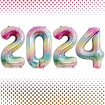 Decoração Balloon Lovoir 2024 Rainbow Star Number 2024 1m Decoração Balloon Lovoir 2024 Rainbow Star Number 2024 1m