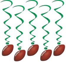 Decoração: Beistle Football Whirls, plástico metálico de 5 unidades