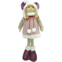 Decoração Boneca Menina Com Gorro Vestido Rosa Natalino 40cm Decoração Boneca Menina Com Gorro Vestido Rosa Natalino 40cm