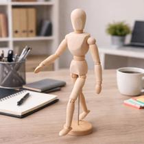 Decoração Boneco Articulado Humano Manequim Em Madeira 30cm