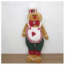 Decoração Boneco Natal Biscoito Ginger Cozinheiro 46cm Decoração Boneco Natal Biscoito Ginger Cozinheiro 46cm