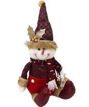 Decoração Boneco Neve Sentado Enfeite Tecido Natalino 40cm Decoração Boneco Neve Sentado Enfeite Tecido Natalino 40cm