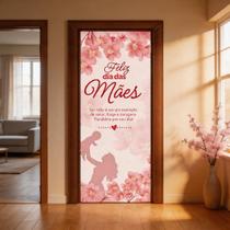 Decoração Capa Painel de Porta Dia das Mães Tecido Veste Fácil com Elástico