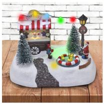 Decoração Cenário Natalino Musical Parque De Diversão Iluminado 18,5cm