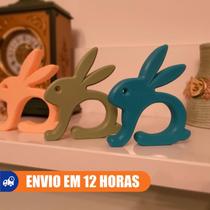 Decoração Coelho p Guardanapos de pano p Mesa Posta Páscoa Enfeite Delicado Artesanal Minimalista