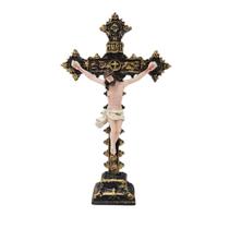 Decoração com Base - Jesus Cristo Crucifixo 30 Cm - Enfeite de Mesa