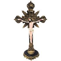 Decoração com Base - Jesus Cristo Cruz 40 Cm - Enfeite Decorativo de Mesa Decoração com Base - Jesus Cristo Cruz 40 Cm - Enfeite Decorativo de Mesa