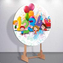 Decoração com capa painel redondo Abc Numeros e Letras festa infantil tamanhos grande e mini