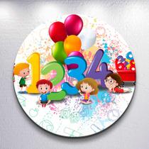 Decoração com capa painel redondo Abc Numeros e Letras festa infantil tamanhos grande e mini