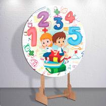 Decoração com capa painel redondo Abc Numeros e Letras festa infantil tamanhos grande e mini