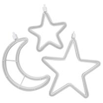 Decoração Cortina Varal Cordão Fio de Luzes Lâmpadas Estrela Lua Céu Led Natal Enfeite 2,5m