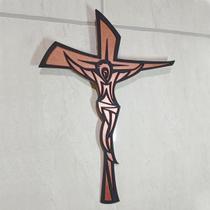 Decoração Cruz Crucifixo De Madeira MDF Parede Jesus Fé Católico Religioso 50cm