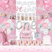 Decoração de Aniversário Bluegogo Winter Onederland - Festa de 1 Ano para Menina