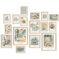 Decoração de arte de parede ANERZA emoldurada em verde sálvia, estampas de matisse, 16 unidades