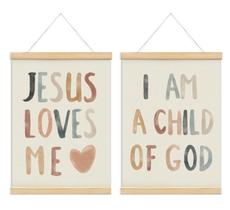 Decoração de arte de parede Christian Jesus Nursery 30x40cm Conjunto de 2
