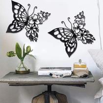 Decoração de arte de parede EZ4ENCE Butterfly Black Metal 2 unidades