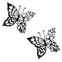 Decoração de arte de parede EZ4ENCE Butterfly Metal Flower Black