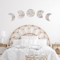 Decoração de arte de parede Jetec Moon Phase Wooden, 5 peças, cor vintage