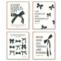 Decoração de arte de parede LARTSFRO Coquette Black Bow Bible 25x20cm 4 unidades