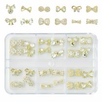 Decoração de arte de unhas Pizadix 3D Luxury Gold Nail Charms 24 unidades