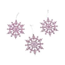 Decoração De Árvore De Natal Com Flocos De Neve Rosa 6/12/24 Peças Ornamentos Brilhantes Para O