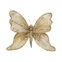 Decoração De Árvore De Natal Em Tecido Com Glitter Dourado Em Forma De Borboleta 25x21cm, Decoração De Árvore De Natal Em Tecido Com Glitter Dourado Em Forma De Borboleta 25x21cm,