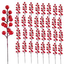 Decoração de árvore de Natal floenam Red Berry Stems de 8 polegadas
