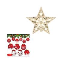 Decoração De Árvore De Natal LED De 15cm Com Estrelas Brilhantes Em Branco Quente Para O Lar E