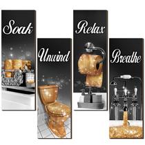 Decoração de banheiro Arte de parede Honoson Soak Unwind Relax Breathe Wood